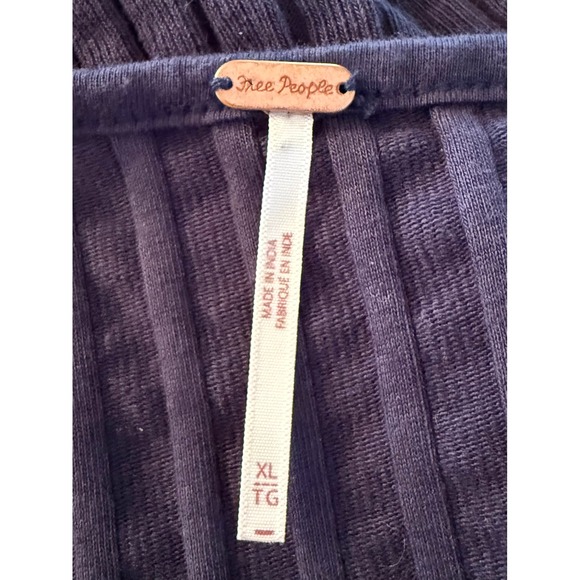 Free People Tilly Ribbed Button Down Top Navy Blue XL - Picture 4 of 5